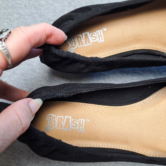 BRASH BLACK FAUX SUEDE LOW HEEL SHOES WOMENS SIZE 6 COMFY EVERYDAY WORK SLIP ON - Picture 5 of 9